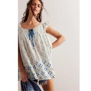 Free People Jules Cotton Embroidered Tunic White Size Large Bohemian Cottage